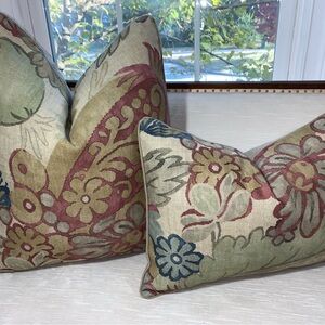 Throw Pillow & Lumbar Combination in “Palajo” from Acquitaine Fabric.